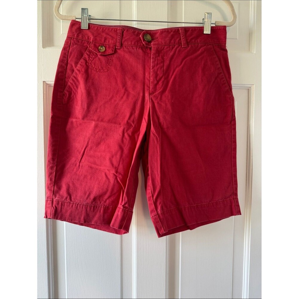DOCKERS NANTUCKET RED DARK PINK COTTON LONG INSEAM BERMUDA SHORTS SIZE 6